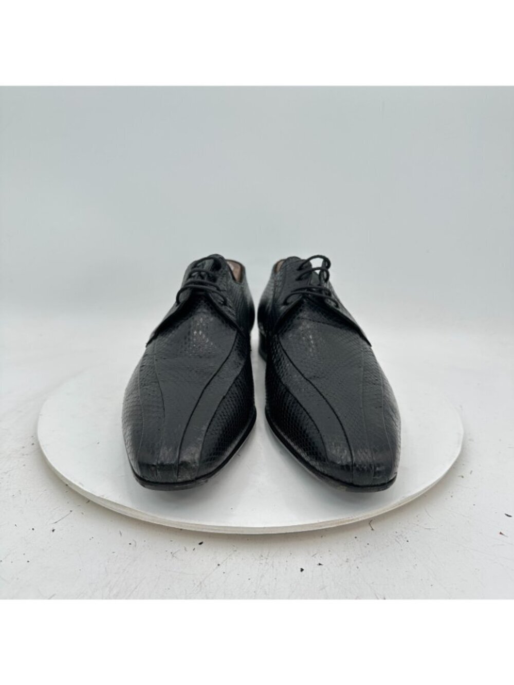 Dolce & Gabbana Men Size EU 44 E US 10 Black Crocodile Skin Derby Dress Shoes - Picture 3 of 11